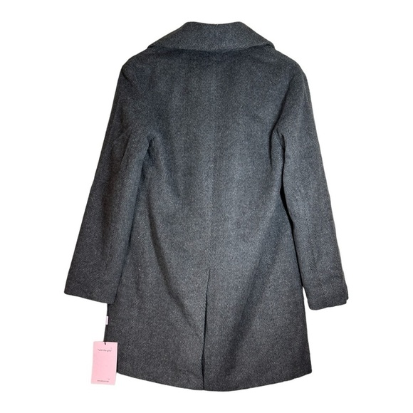 AVEC LES FILLES Herringbone Double Breasted Coat in Charcoal NWT - Picture 5 of 7